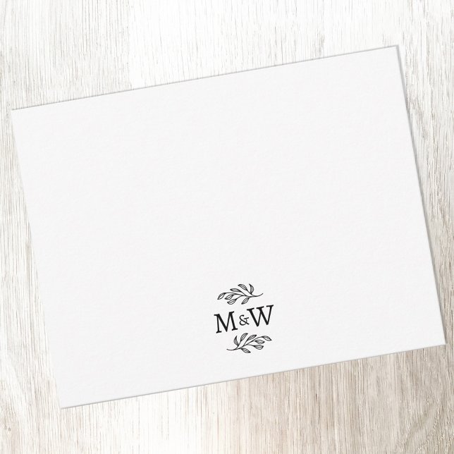 Cartão De Notas Casal de Casamento Monograma Botânico Elegante (Modern wedding couple monogram personalized stationery note card)