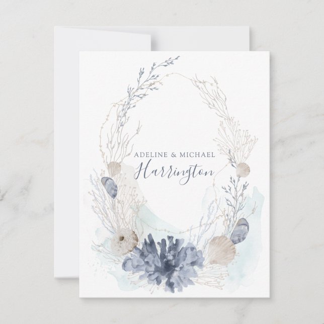 Cartão De Notas Casal de Seashell de Coral Costeiro Serene Waterco (Frente)