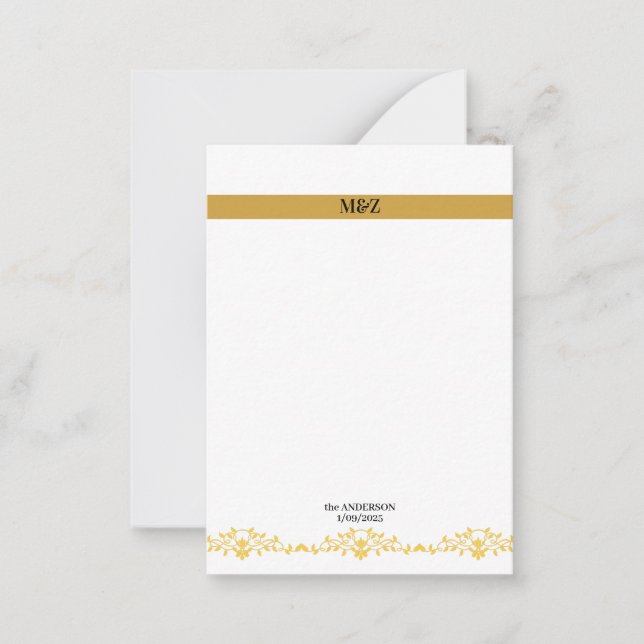 Cartão De Notas Casal Monograma data decorativa do casamento (Frente)
