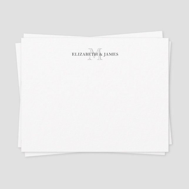 Cartão De Notas Casal Monograma Inicial Personalizado (Vintage couple monogram note card)