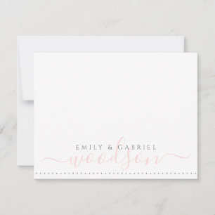 Cartão De Notas Casal Newlyweds Nome Monograma - Script Rosa De Ca
