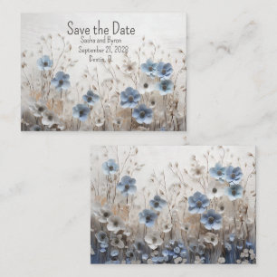 Cartão De Notas Casamento bonito com Flor 3D Azul e Branco