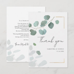 Cartão De Notas Casamento Botânico Eucalyptus Greenery Obrigado