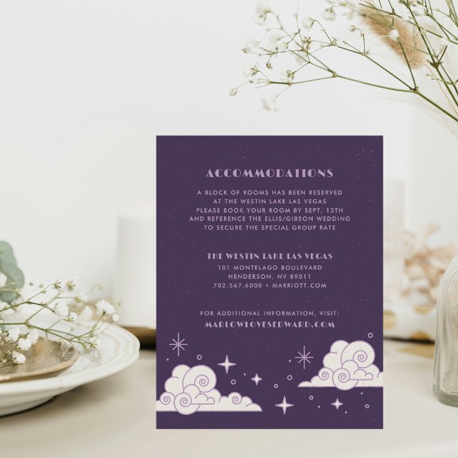Cartão De Notas Casamento Celestial Enclosure Lua Roxa & Estrelas (Criador carregado)