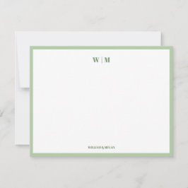 Cartão De Notas Casamento Clássico Monograma Casal Personalizado 