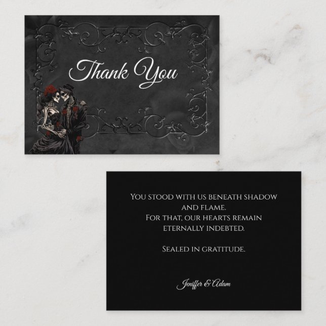 Cartão De Notas Casamento Dark Gothic Halloween (Frente/Verso)