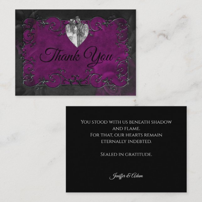 Cartão De Notas Casamento Dark Gothic Halloween (Frente/Verso)