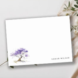 Cartão De Notas Casamento de Árvore Lilac Watercolor Jacaranda