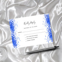 Casamento de confete branco azul-real RSVP