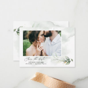 Cartão De Notas casamento de eucalipto verde orçamentário salvar a