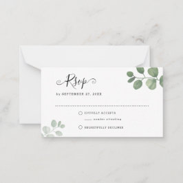 Cartão De Notas Casamento de Eucalyptus Greenery RSVP