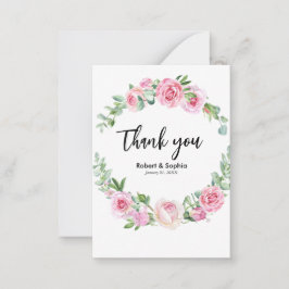 Cartão De Notas Casamento de Flor de Rosa Desvanecida Obrigado