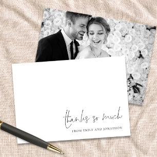 Cartão De Notas Casamento de Fotos Brancas Negras do Elegante Obri