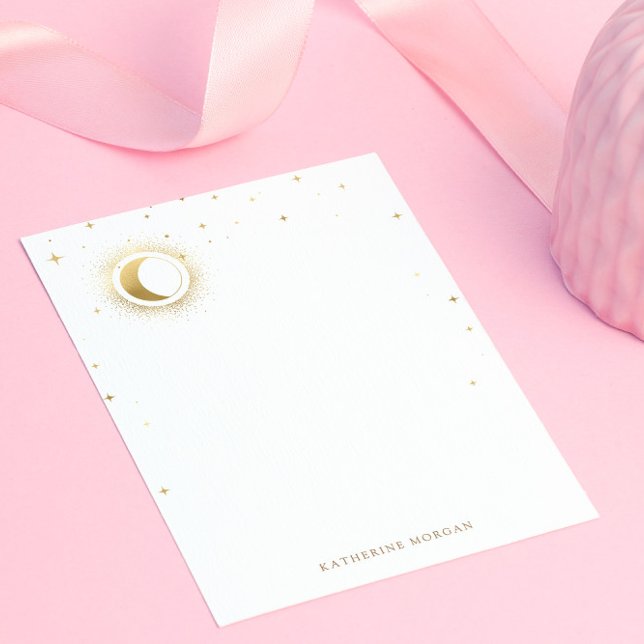 Cartão De Notas Casamento de Lua das Estrelas Azuis Celestiais (Criador carregado)