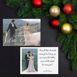 Cartão De Notas casamento de natal 2 fotos<br><div class="desc">elegante e mínimo casado casamento de natal duas fotos Cartão de nota de feriado com dois cartões laterais,  na foto de trás com mensagem de feriado de recém-casados.</div>