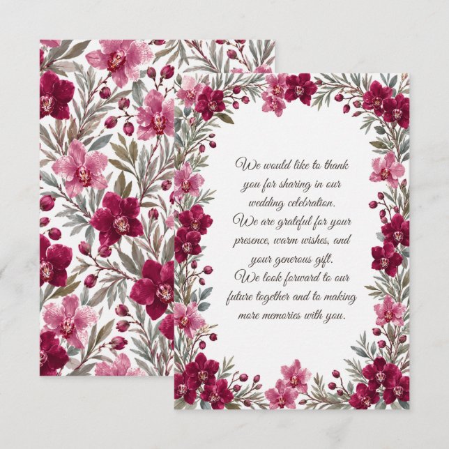 Cartão De Notas Casamento de Orquídeas (Frente/Verso)