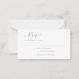 Cartão De Notas Casamento de RSVP Azul com Dusty Minimalista Simpl