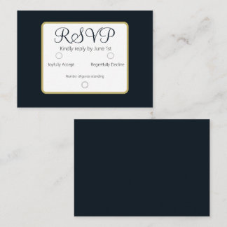Cartão De Notas Casamento de RSVP Azul Escuro Simples Elegante