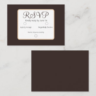 Cartão De Notas Casamento de RSVP Marrom escuro Elegante simples