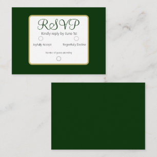 Cartão De Notas Casamento de RSVP Verde da Floresta Elegante Simpl
