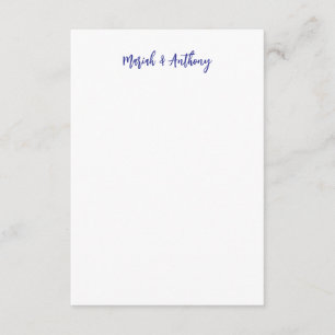 Cartão De Notas Casamento Elegante Criativo Clássico Azul Branco