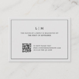 Cartão De Notas Casamento elegante do Código QR do Monograma de Ci