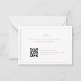 Cartão De Notas Casamento elegante do Código QR do Monograma de Ro
