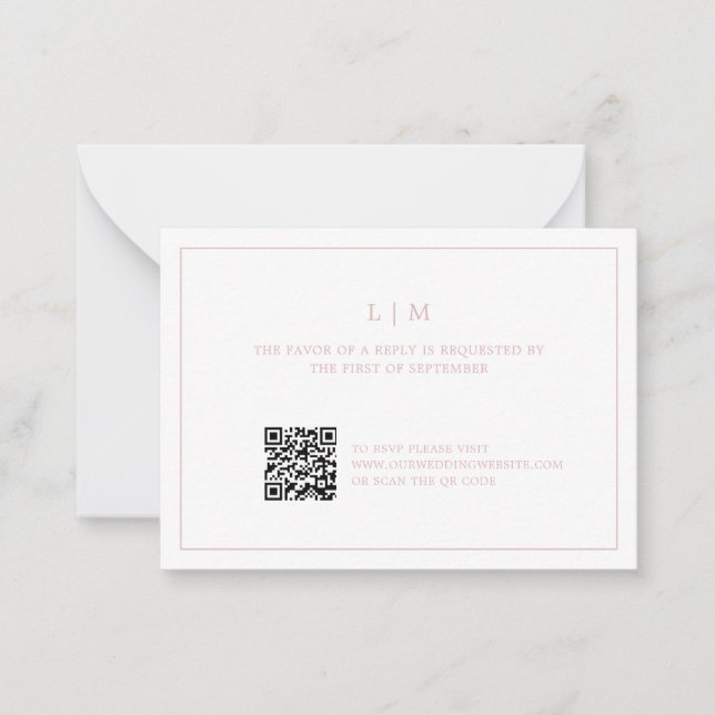 Cartão De Notas Casamento elegante do Código QR do Monograma de Ro (Frente)
