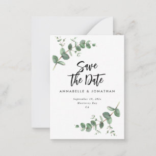 Cartão De Notas Casamento elegante e moderno Eucalyptus salva a da