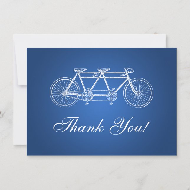 Cartão De Notas Casamento Elegante Obrigado Nota Tandem Bike Blue (Frente)