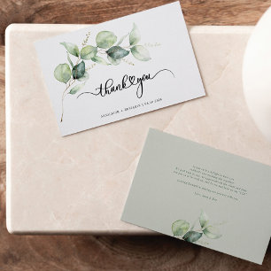 Cartão De Notas Casamento Eucalyptus Com Letra Mão Obrigado