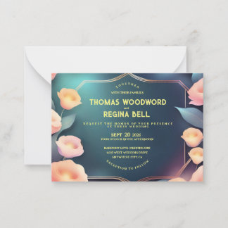 Cartão De Notas Casamento Floral Sofisticado