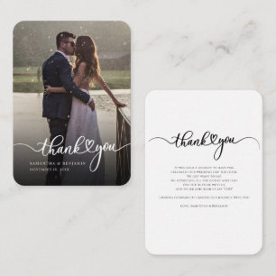 Cartão De Notas Casamento Fotográfico manuscrito Obrigado