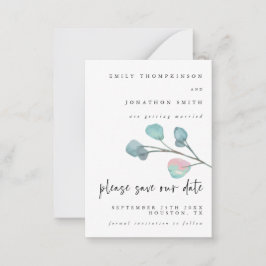Cartão De Notas Casamento MINI SIZE Pastel Eucalyptus Salvar Data