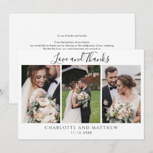 Cartão De Notas Casamento Moderno 3 Fotos Obrigado
