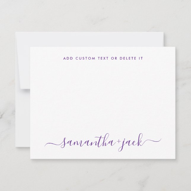 Cartão De Notas Casamento Moderno Estilo Script Elegante Minimalis (Frente)