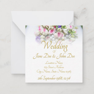 Cartão De Notas Casamento - noiva com buquê de casamento colorido