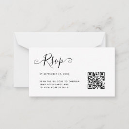 Cartão De Notas Casamento RSVP de Código QR Minimalista Simples do