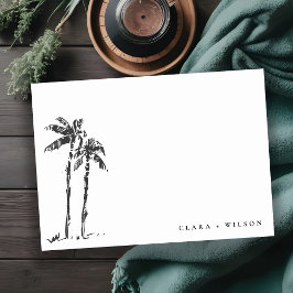 Cartão De Notas Casamento Tropical Costeira Palm Tree
