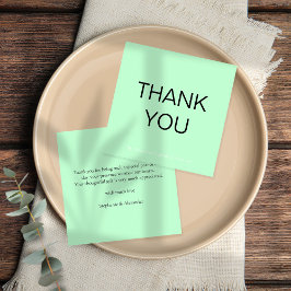 Cartão De Notas Casamento Verde Simples Obrigado Quadrado