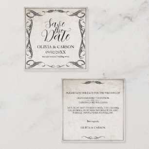 Cartão De Notas Casamento Vintage Preto Art Deco Save the Date