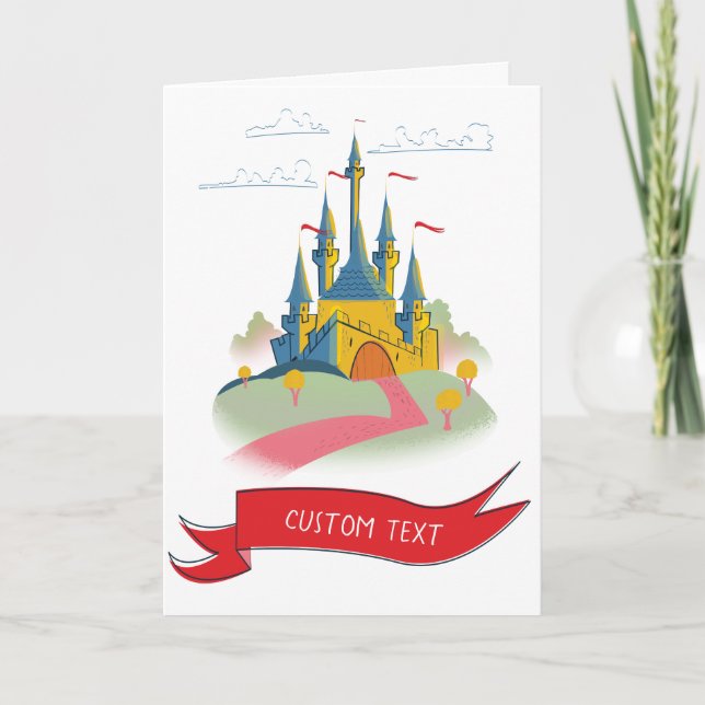 Cartão De Notas Castelo de Fantasia com Texto Personalizado (Frente)