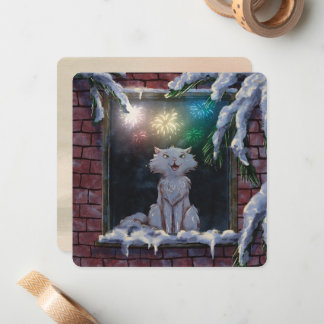 Cartão De Notas Cat and fireworks - card - by Monika Marzec