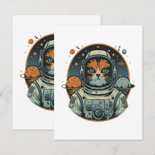 Cartão De Notas Cat-astronauta em Asteroides