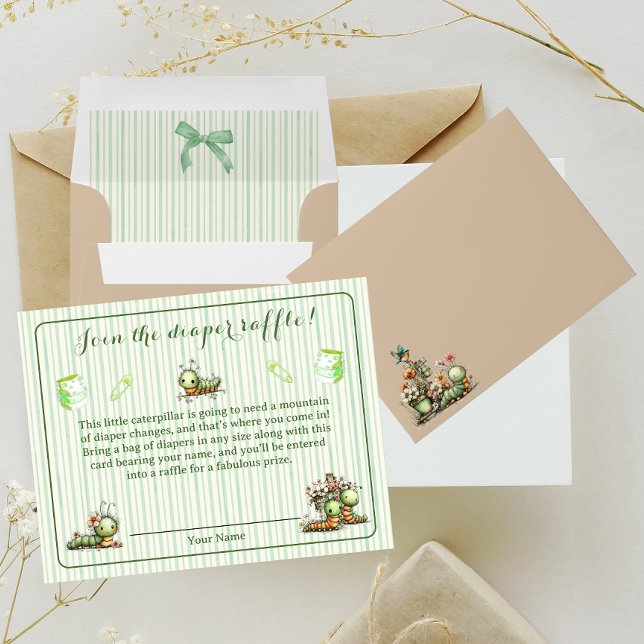 Cartão De Notas Caterpillar Shower Diaper Raffle/ Book Request (Criador carregado)