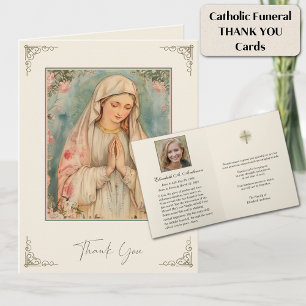 Cartão De Notas Católico Funeral Bênção Maria Obrigado 