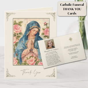 Cartão De Notas Católico Funeral Bênção Maria Obrigado 