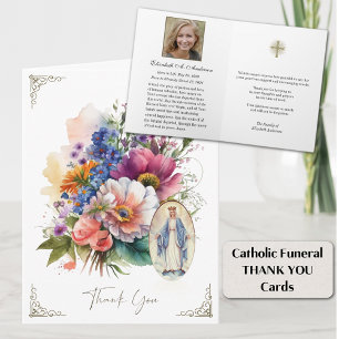 Cartão De Notas Católico Funeral Floral Maria Obrigado 