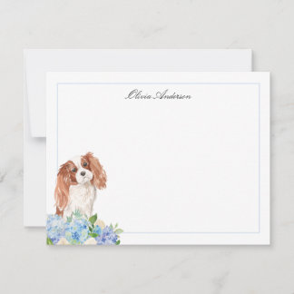 Cartão De Notas Cavalier King Charles Spaniel Blue Hydrangea