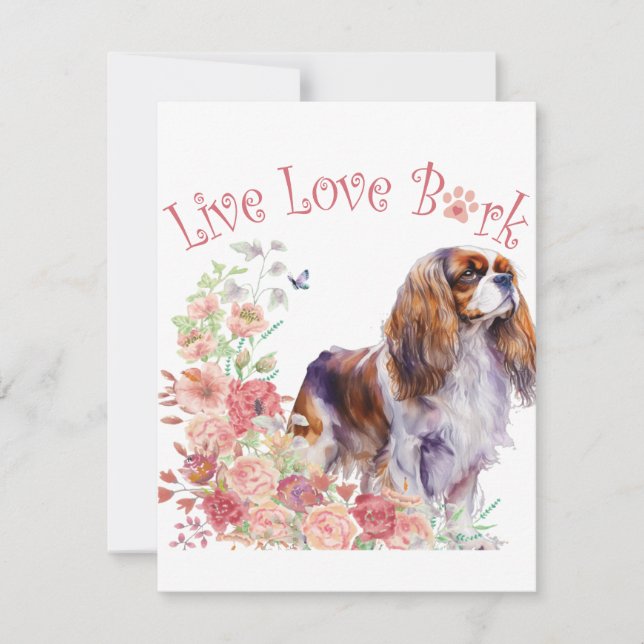 Cartão De Notas Cavalier King Charles Spaniel Dog Mãe Floral (Frente)